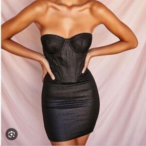 House of cb eevi black corset sparkle mini dress nwt small